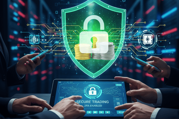 Ilustrasi keamanan trading digital di platform trading terpercaya - Ultima Markets